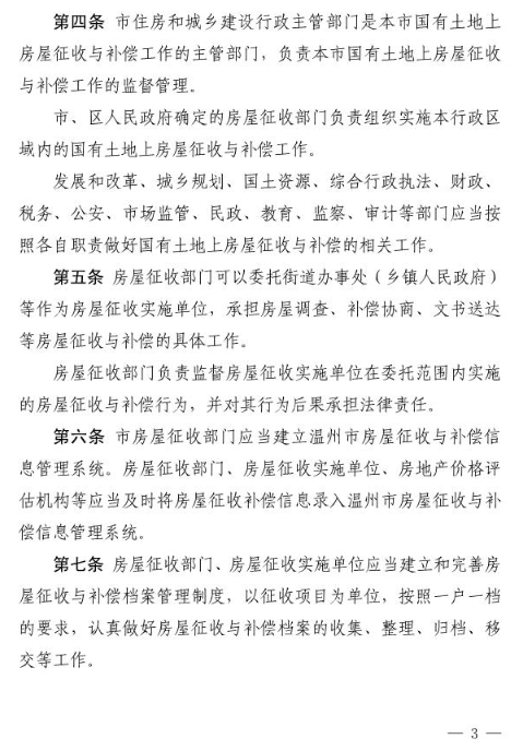 温州市区国有土地上房屋征收与补偿办法