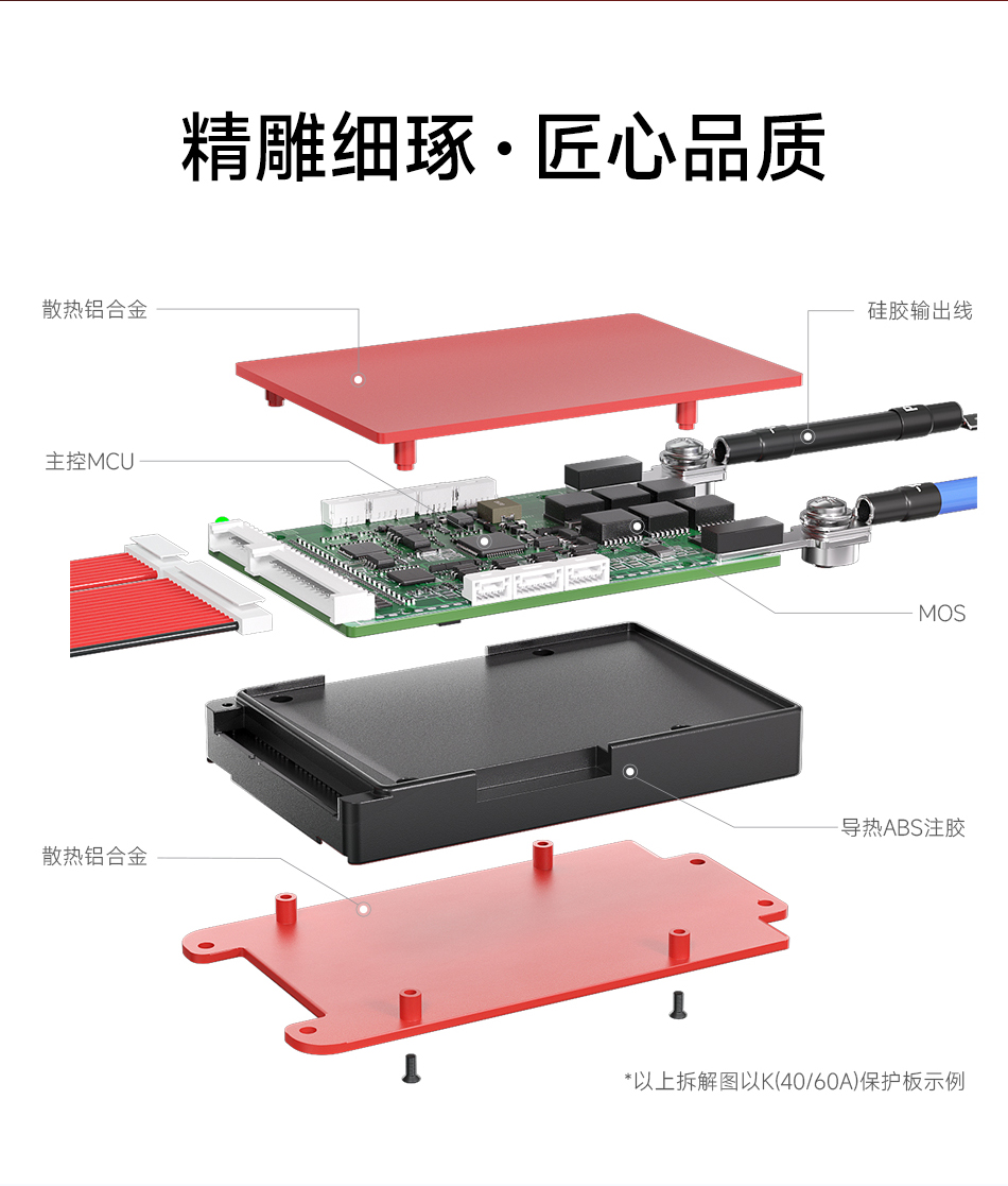 达锂BMS | K系列智能软件保护板｜防水并联升级｜324S｜40/60/100A多档电流｜三端智控｜铅改锂/租赁换电