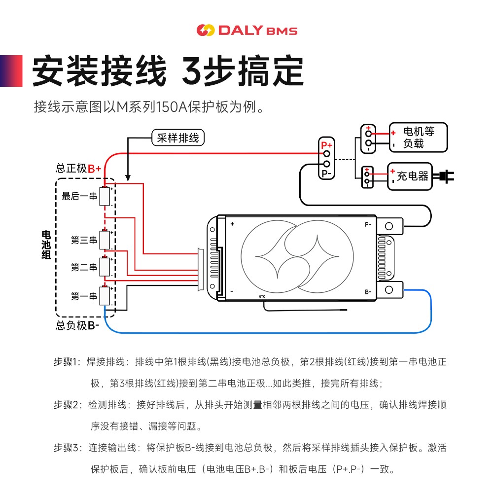 达锂BMS｜M系列硬件保护板｜3-24S｜150A/200A｜注胶防水｜小体积低温升｜电池管理系统