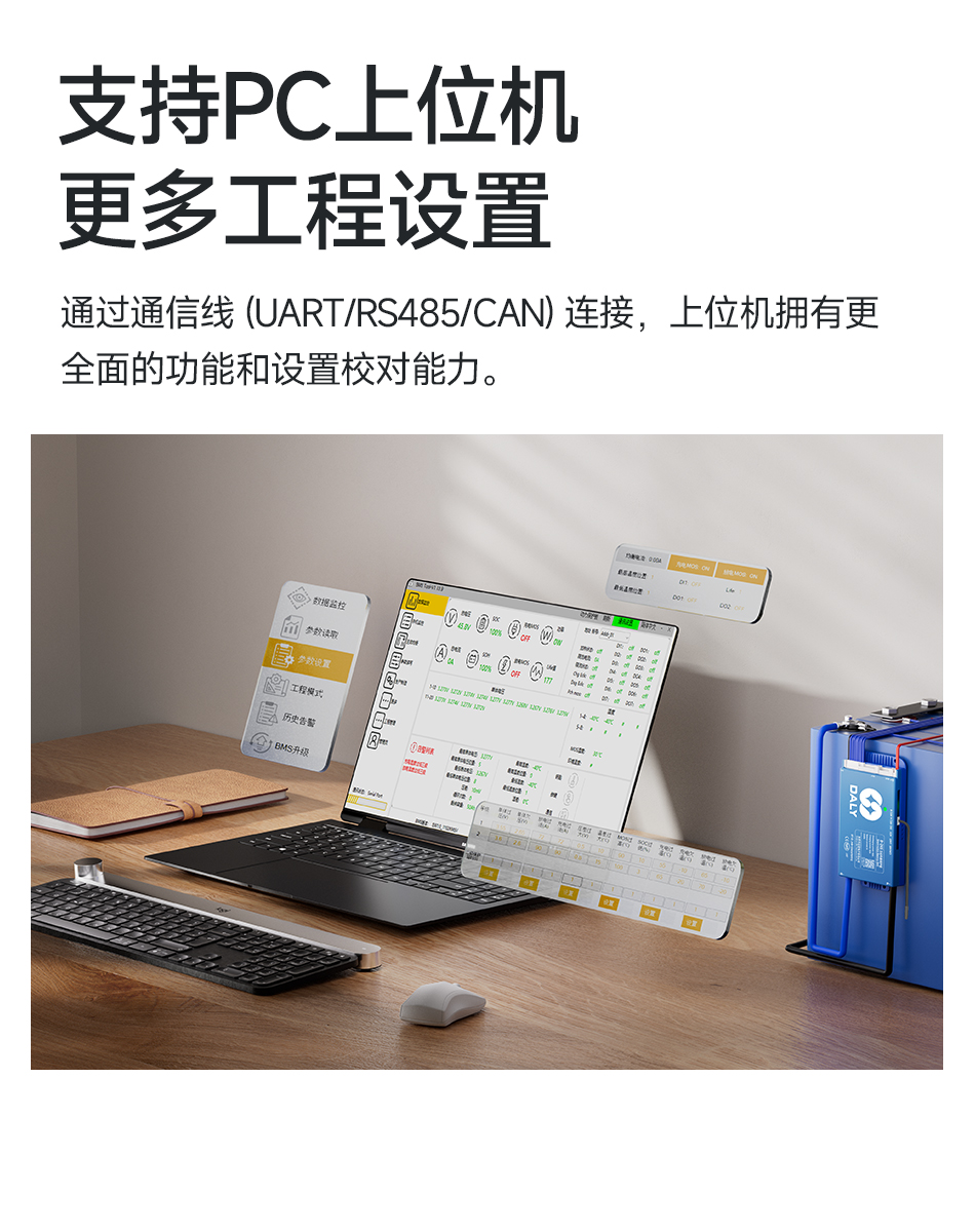 达锂BMS | 智能主动均衡保护板｜1A持续均衡｜四重安全防护｜蓝牙/WiFi智控｜4~24S全兼容｜40~500A