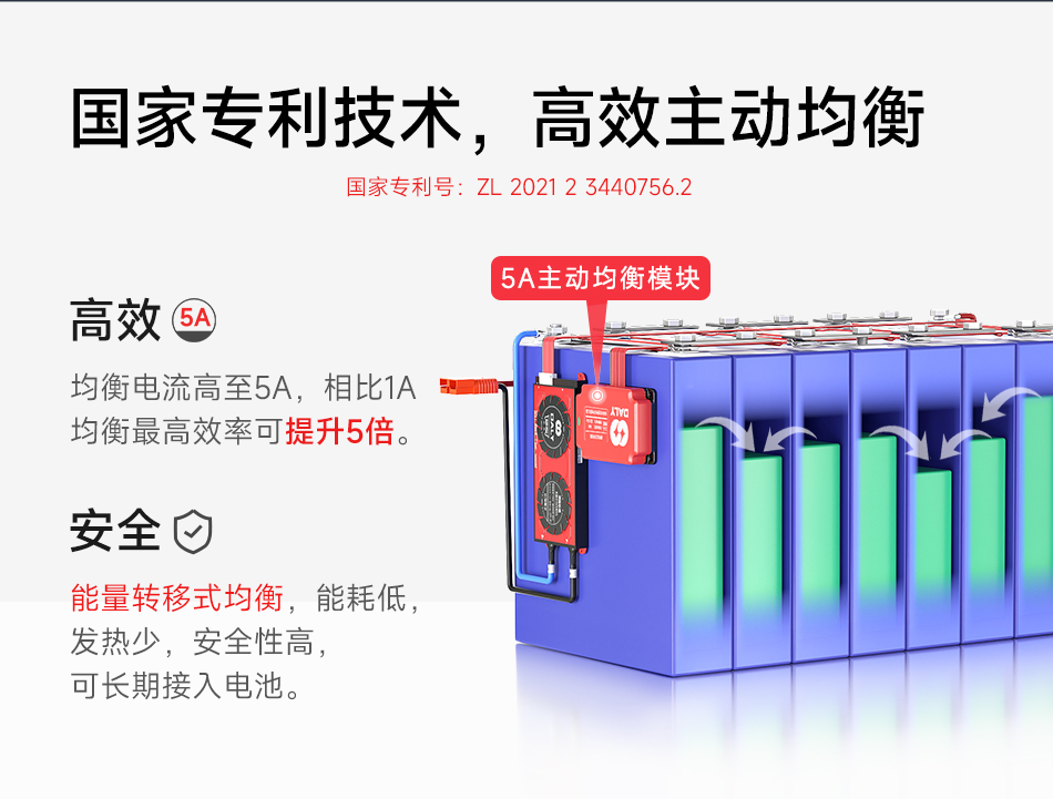 达锂5A主动均衡模块｜专利技术高效均衡｜3~16S全兼容｜房车/叉车/储能适配